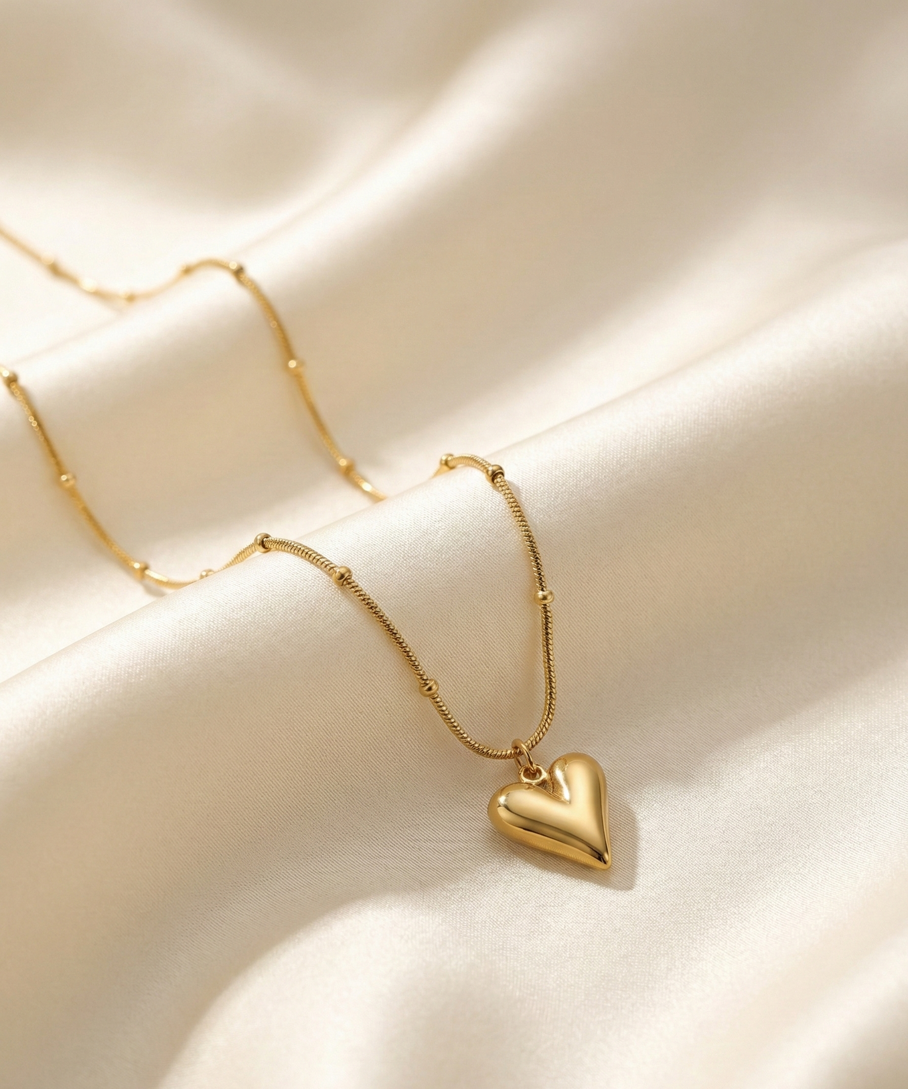 Gold Puffy Heart Dainty Necklace